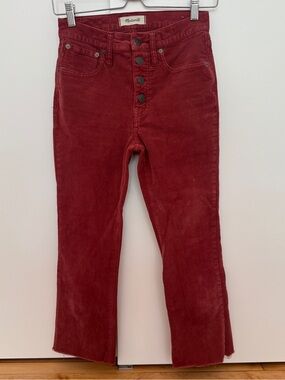 Cali Demi-Boot Madewell High-Rise Button-Fly Red Corduroy Jeans CROPPED BY OWNER